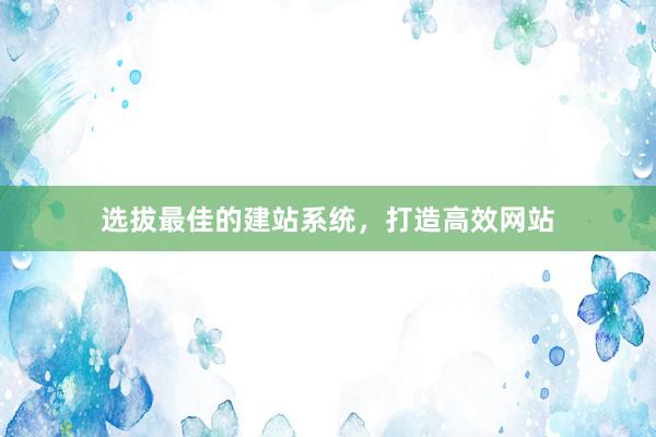 选拔最佳的建站系统，打造高效网站